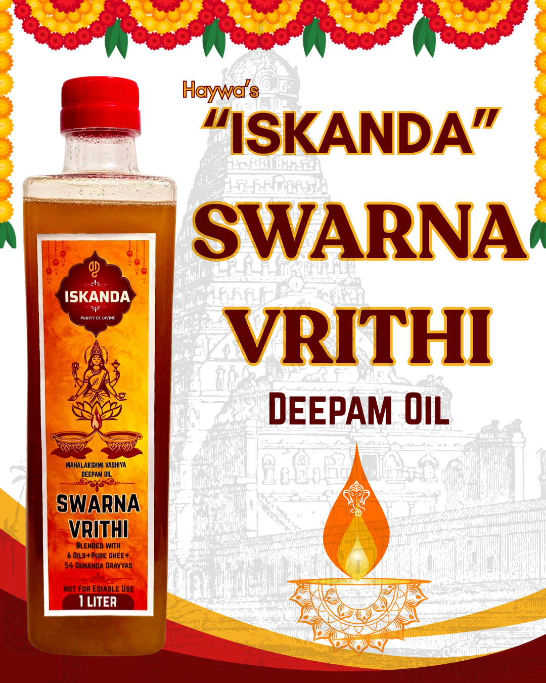 ISKANDA SWARNA VRITHI Deepam Oil-1 LITER