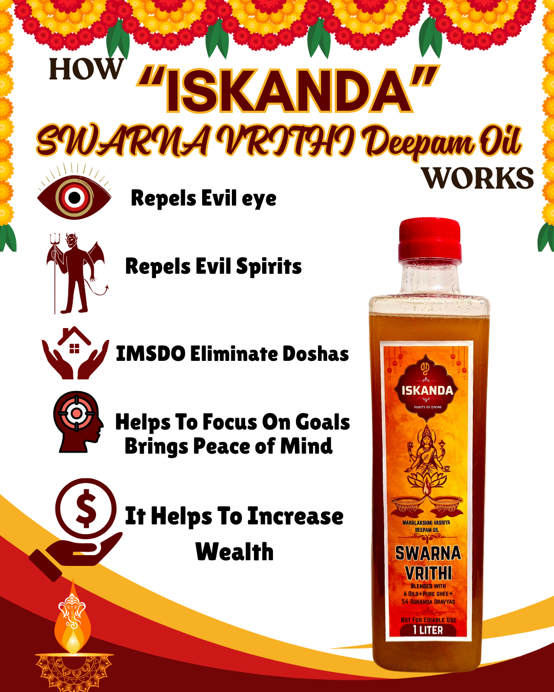 ISKANDA SWARNA VRITHI Deepam Oil-1 LITER - Image 5