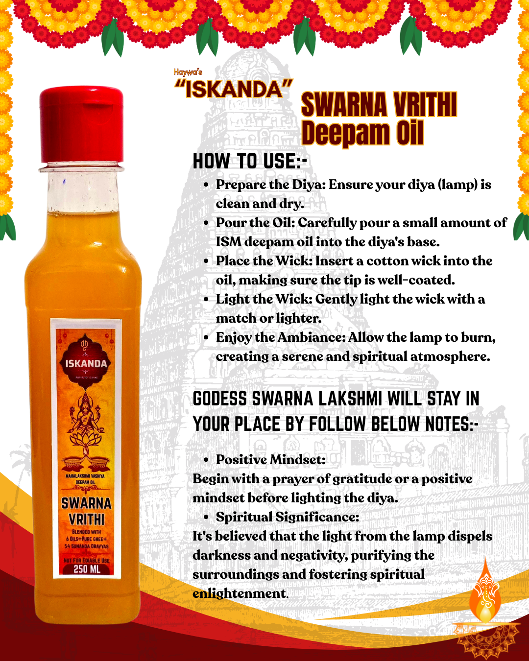 ISKANDA SWARNA VRITHI Deepam Oil-250 ml - Image 6